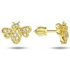 Lillian Vassago Zlaté kôstkové náušnice včely so zirkónmi LLV98-GER007