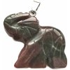 Heliotrop Bloodstone Slon přívěsek přírodní kámen, ručně broušená figurka 32 x 45 mm, vynikající čistič krve