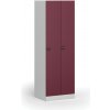 Kovová šatníková skrinka S1, 2-dverová, 1850 x 600 x 500 mm, demont, zámok s čítačkou RFID kariet, červené dvere