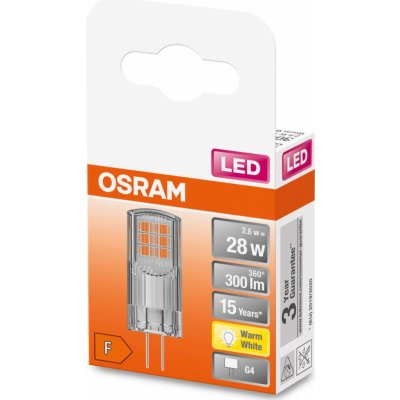 Osram LED žiarovka PIN30 2,6 W G4 12V 2700 K teplá biela číra