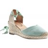 Sandále na klinovom podpätku so šnúrkami na zaviazanie morská zelená 036 Blancheporte