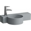 LAUFEN Val asymetrické závesné umývadielko s odkladacou plochou vpravo, s otvorom, bez prepadu, 550 x 315 mm, matná grafitová, H8152837581131