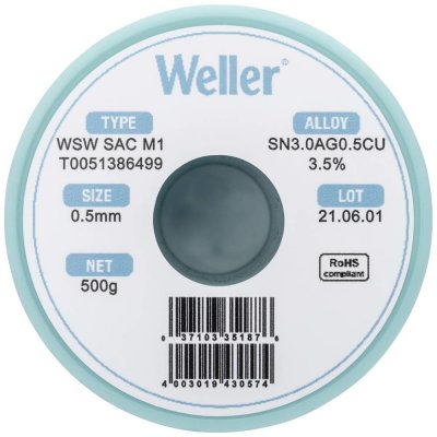 Weller WSW SAC M1 spájkovací cín bez olova cievka Sn3,0Ag0,5Cu 500 g 0.5 mm