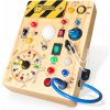 DREVENÁ MANIPULAČNÁ TABUĽA Montessori VYPÍNAČ SVETLA LED PRE DETI