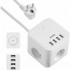 Nabíjecí stanice Huslog 12W 3xzásuvka , 4xUSB bílá