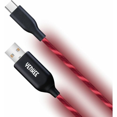 Yenkee YCU 341 LED USB 2.0 na USB-C, 480 Mbs, 1m, červený