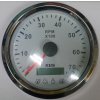 KUS Otáčkomer do 7000 otáčok s motohodinami biely 85 mm so 4 alarmami pre závesné motory