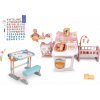 Set domček pre bábiku trojkrídlový a drevená lavica Large Doll´s Play Center Soft Baby Nurse Smoby na pisanie a kreslenie s 80 doplnkami