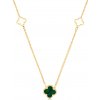 Lillian Vassago Zlatý náhrdelník s malachitom, štvorlístky LLV31-GN039 Farba zlata: Žltá, varianty: 41,5cm + 2,5cm
