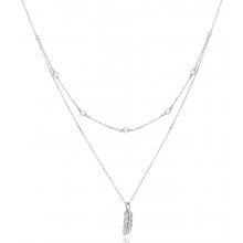 Ligot Strieborný dvojitý náhrdelník pierko N0112