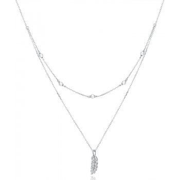 Ligot Strieborný dvojitý náhrdelník pierko N0112