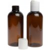Plastová fľaša, hnedá, biely disc top, 150 ml