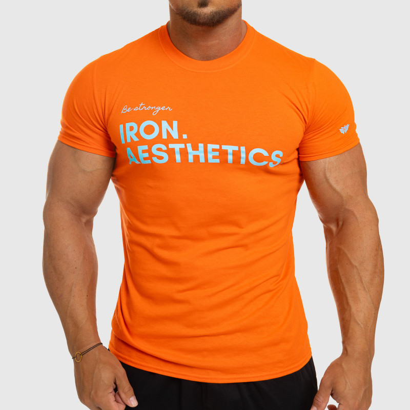 Pánske fitness tričko Iron Aesthetics Be Stronger, oranžové, , Farba Oranžová