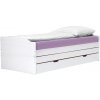 Kondela Posteľ s výsuvnými prístelkami, biela, masív, 90x200, FLOPY