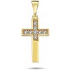 Lillian Vassago Zlatý prívesok krížik so zirkónmi LLV98-GP013Y