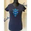 Folklórne tričko dámske s výšivkou ADAM v modrých odtieňoch Farba: 02-tmavomodrá, Veľkosť: S, Výstrih: V-výstrih
