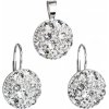 Evolution Group Sada šperkov s krištáľmi Swarovski náušnice a prívesok biele okrúhle 39117.1, darčekové balenie