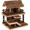 Small Animals domek dvoupatrový dřevěný s kůrou 17 x 15 x 20 cm