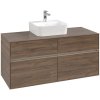 VILLEROY & BOCH Collaro závesná skrinka pod umývadlo na dosku (umývadlo v strede), 4 zásuvky, s LED osvetlením, 1200 x 500 x 548 mm, Arizona Oak, C097B0VH