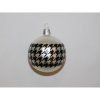 ONREX Vianočná ozdoba sklenená guľa biela/čierna dekor pr. 7 cm