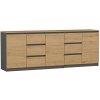 TOP E-SHOP Komoda COSTA 1D3S/2D3S BA antracit + dub artisan