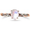 Kráľovský módny prsteň 14k zlato Vermeil GU-DR8707R-ROSEGOLD-MOONSTONE-ZIRCON Veľkosť: 7 (EU: 54-56)