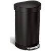 Pedálový odpadkový kôš Simplehuman – 45 l, polguľatý, matná čierna oceľ, rám na vrecká
