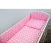 5 dielna súprava do postieľky (mantinel 360 cm) ružová s bielou - Guličky (vhodné do postieľky rozmerov 120x60 cm)