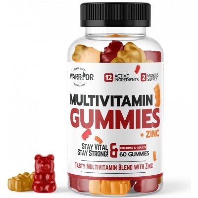 WARRIOR Multivitamín Gummies so zinkom Strawberry/Apple 60 gummies Strawberry/Apple