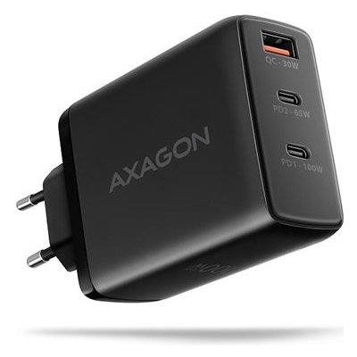 AXAGON ACU-DPQ100, GaN nabíjačka do siete 100W, 3x port (USB-A + dual USB-C), PD3.0/PPS/QC4+/Apple, čierna