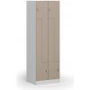 Kovová šatníková skrinka S1 Z, 4 oddiely, 1850 x 600 x 500 mm, demont, otočný zámok, béžové dvere