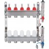 HPW® Nerezový rozdeľovač hranatý pre podlahové vykurovanie s prietokomermi, termoregul. ventilmi a automat. odvzdušnením okruhy: 5 okruhov
