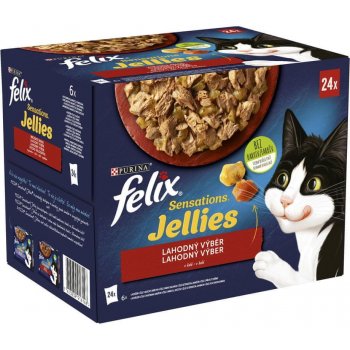 Felix Sensations Jellies hovädzie s paradajkami, kura s mrkvou, kačica, jahňacie v lahodnom želé 24 x 85 g