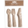 PartyDeco Príbory drevené s čiernou potlačou 16cm