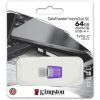 Kingston USB flash disk OTG, USB 3.0, 64GB, Data Traveler microDuo3 G2, strieborno-fialový, DTDUO3CG3/64GB, USB A / USB C