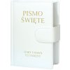 Pismo Święte Stary i Nowy Testament B5 białe skóropodobne z zapięciem na magnes