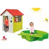 Smoby set domček pre deti Nature Smoby so zasúvacou okenicou a pieskovisko Sandy s krytom a vodnou dráhou 810704-17