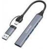 Canyon DS-02, USB-C Hub, 4 porty, 3xUSB 2.0 480Mbps, 1xUSB 3.0, 5Gbps, USB-C/USB-A adaptér, šedá (CNS-TDS02G)