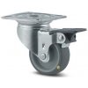 Antistatické prístrojové koleso TENTE otočné s brzdou, 50 mm, platnička, sivá guma