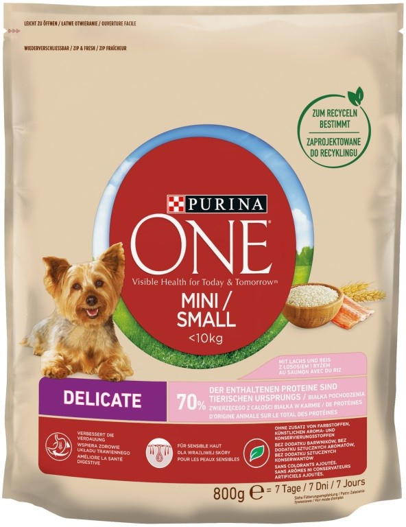 Purina One Mini Delicate Salmon rice 0,8 kg