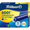 Pelikan 4001 standard - atramentová náplň - 6 ks - vymazateľný atrament - kráľovská modrá