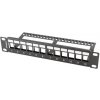 LANBERG PATCH PANEL 12 PORTŮ 1U S ORGANIZÉREM PRO KEYSTONE MODULY ČERNÝ PPKS-9112-B