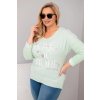 Kesi Dámska blúzka Plus Size s potlačou Love You More mentolová Farba: Sivá, Veľkosť: UNI