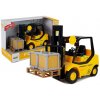 LEAN TOYS Vysokozdvižný vozík s nákladom 1:16 + svetlo a zvuk - žltý