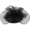 Fascinátor / klobúčik kvet s perím a sieťkou čierna 1ks