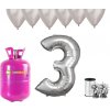 HeliumKing Hélium párty set na 3. narodeniny so striebornými balónmi
