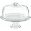 Sklenený tanier na tortu na nohe + poklop