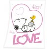 HERDING Fleece deka Snoopy Love Polyester, 130/170 cm