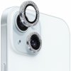 NORTHJO tvrdené sklá posádzané kamienkami na ochranu šošoviek zadného fotoaparátu pre iPhone 15 / 15 Plus - strieborné - možnosť vrátiť tovar ZADARMO do 30tich dní