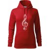 Husľový kľúč z nôt - Mikina dámská Cape s kapucí - XL ( Červená )